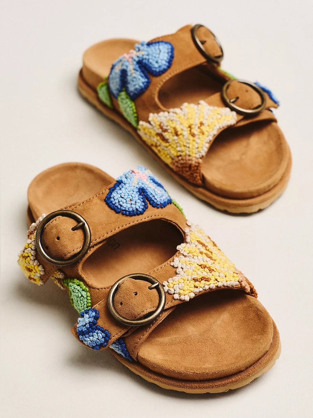 Laidback London Clay French Knot Buckle Slide Sandals